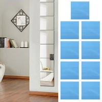 9pcs wall stickers paper glass tile mirror stickers decal square for living room bathroom home decoration