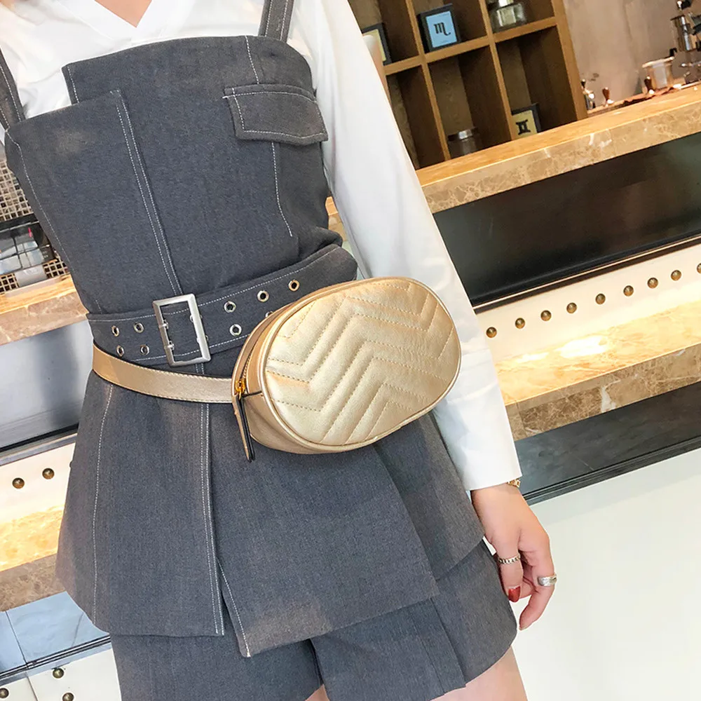 

Bolsa Cintura Women Waist Packs Fashion Women Pure Color Solid Leather Messenger Shoulder Bag Waist Bags Women Travel Chest Bag