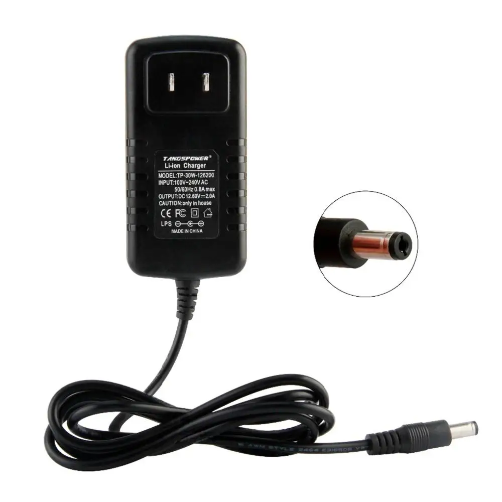 

12.6V 2A Battery Charger Charger Adapter For Rechargeable Lithium Batteries LED Indicator Light Power Adapter 5.5x2.1mm Plug