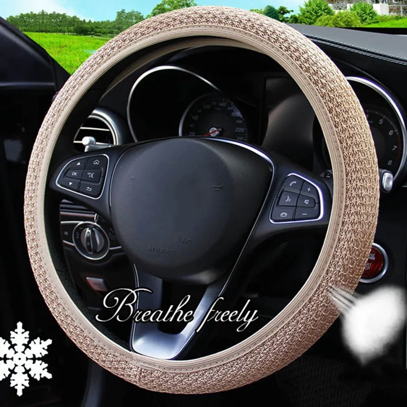 

Car Steering Wheel Cover Breathable Protector Anti Slip Steering Covers Black Suitable 37-38cm Auto Decoration For Toyota Dudi
