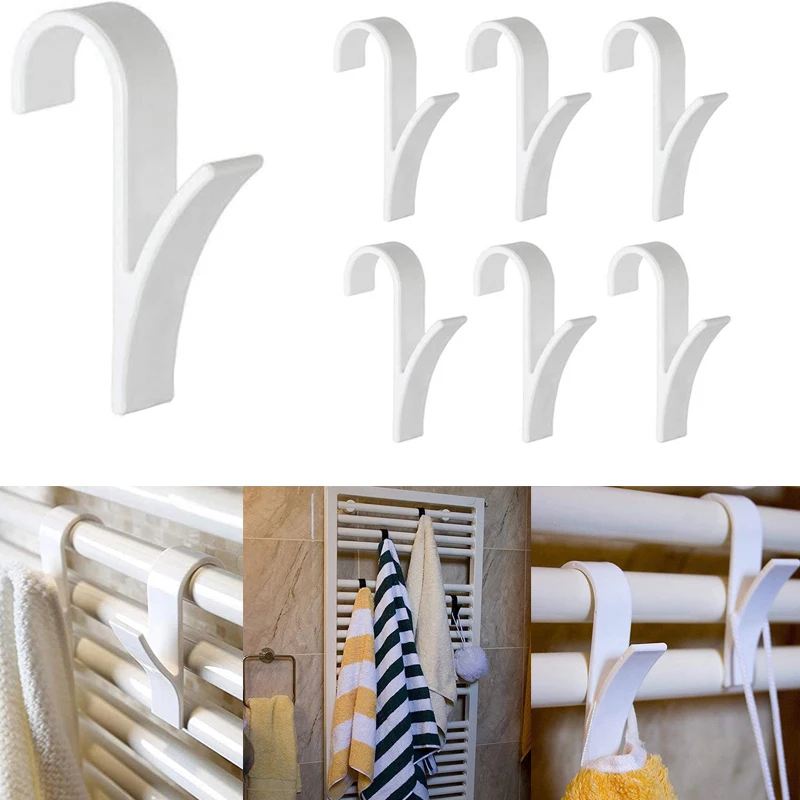 

Kitchen Bathroom Clothes Hangers Clips Storage Racks White Hanger for Heated Towel Radiator Rail Clothes Scarf Hanger Holder