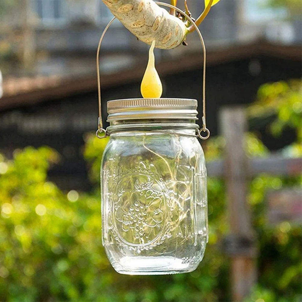 Ретро Светлячок Солнечный каменщик Jar лампа гирлянда огни фестиваль