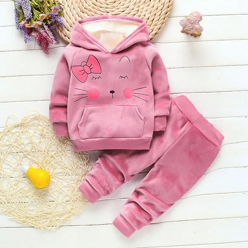 Детский Бархатный комплект одежды с капюшоном Сезон осень-зима Детская куртка