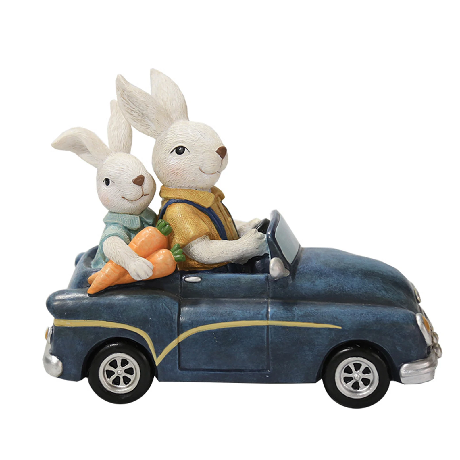 

Happy Easter Decoration Bunny Father Son Driving Exquisite Resin Crafts Rabbits Ornaments Festival Party Supplies