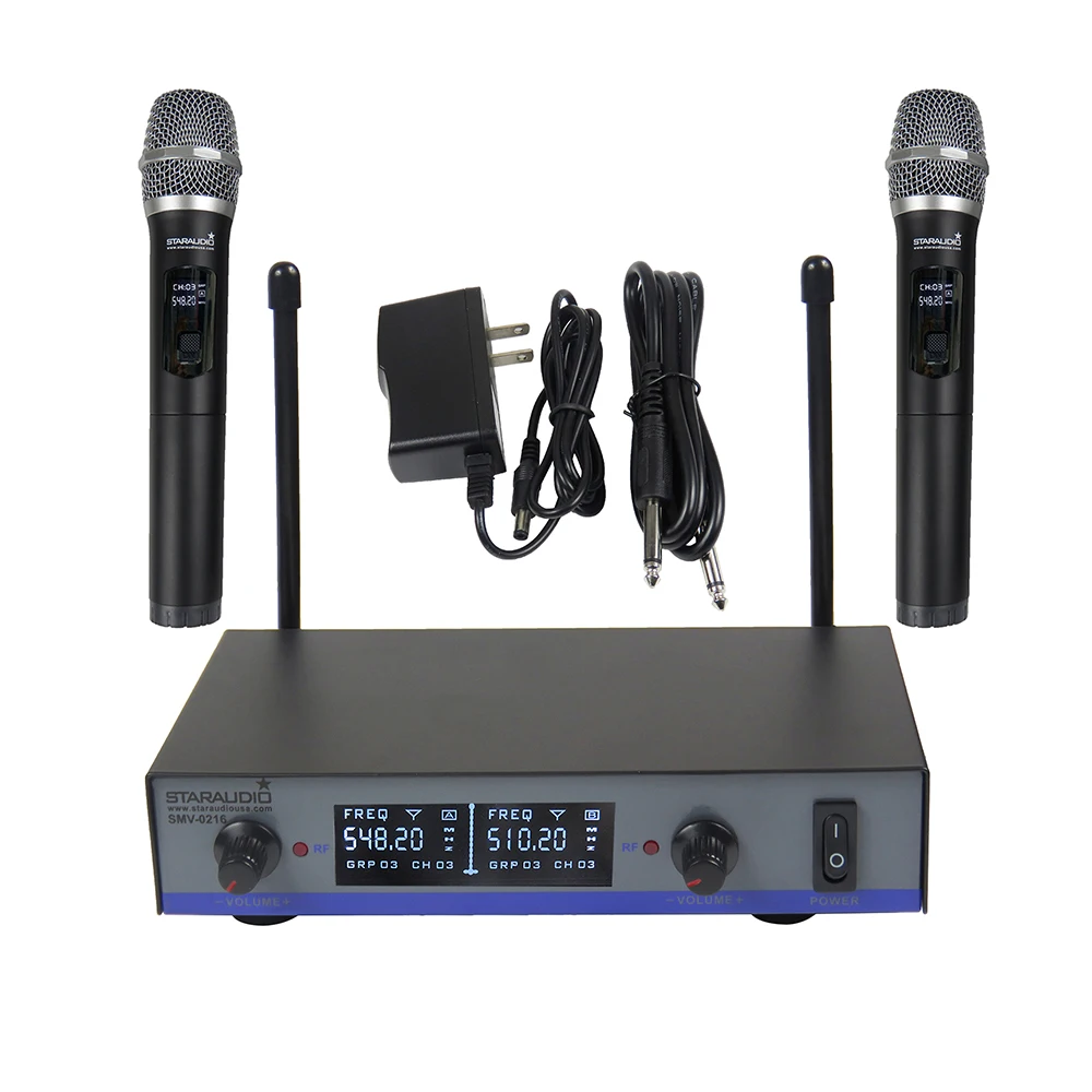 STARAUDIO 2CH UHF Ручной беспроводной микрофон Система 2CH DJ сценический церковный клуб домашние вечерние микрофон система караоке SMU-0216A