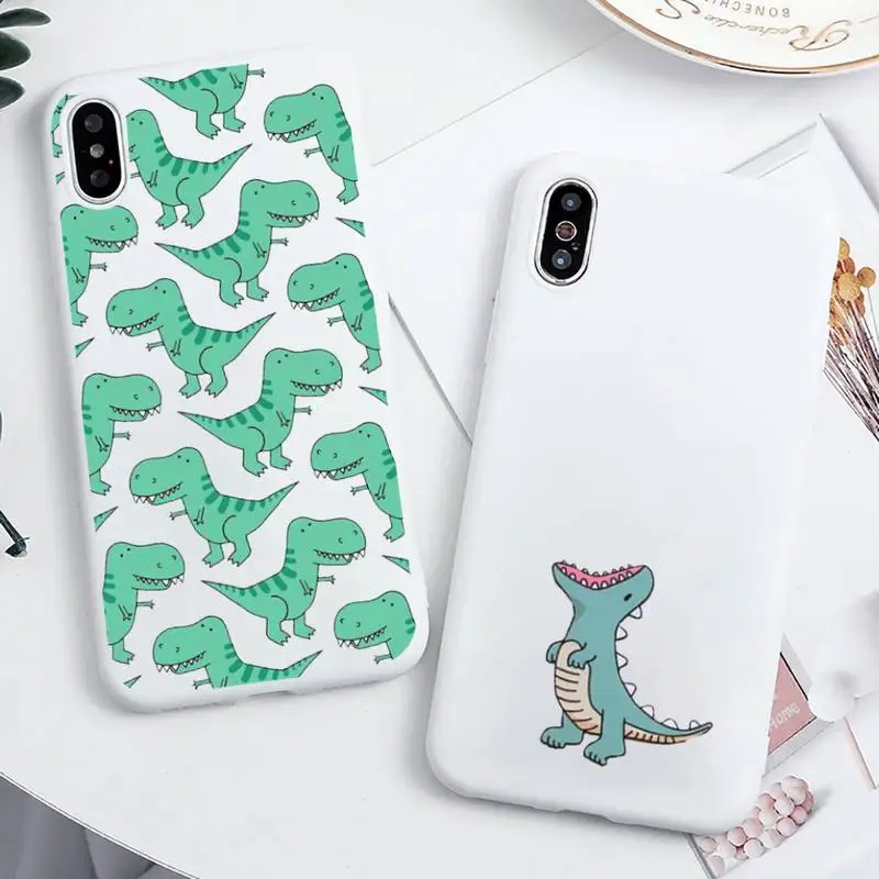 

Animal Cute Dinosaur Phone Case Candy Color for iPhone 6 6S 7 8 11 12 XS X SE 2020 XR mini pro Plus MAX funda