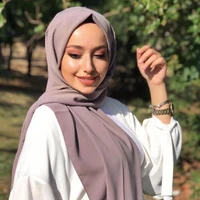 plain hijab bubble chiffon scarf women solid color muslim shawls and wraps headband islamic headscarf foulard musulman