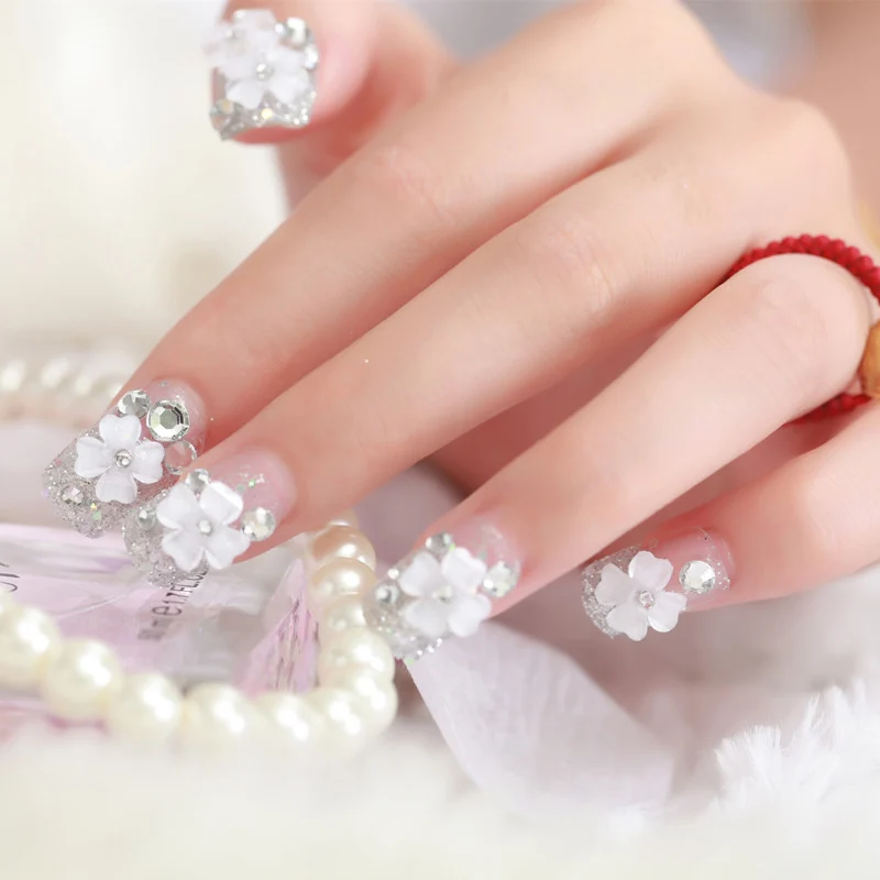 24 шт./компл. Стразы накладные ногти Стикеры невесты Пресс на Поддельные для ухода