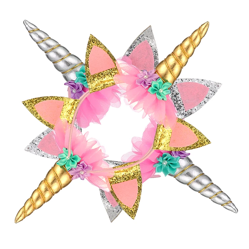 Повязка на голову с единорогом розовые латексные воздушные гелиевые шары