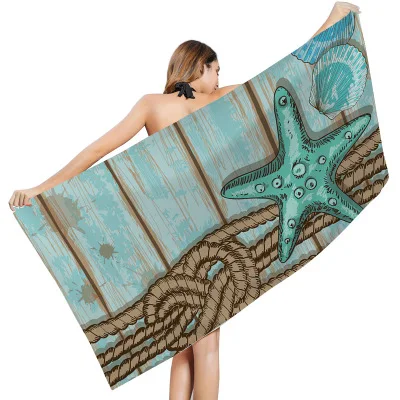 Ocean Series Creative Print Beach Towel Outdoor Quick Drying Swimming Surf Water Sport Yoga Mat Chair Cover Blanket | Спорт и