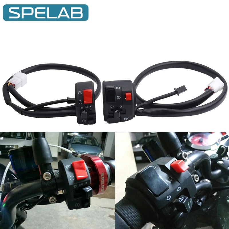 

SPELAB 7/8" 22mm Motorcycle Switches Motorbike Horn Button Turn Signal Fog Lamp Light Start Button Handlebar Controller Switch