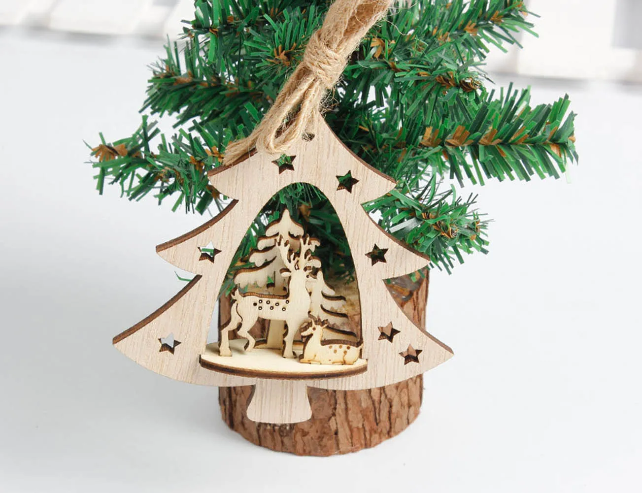 Рождественский Декор из дерева Колокольчик в форме сердца висящий объемной