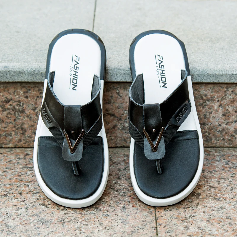 

Slapi Rubber Flip Flops Sandals Shoes Men Leather Sandales Bain Sandel For Sandalia Masculina Couro Sandal