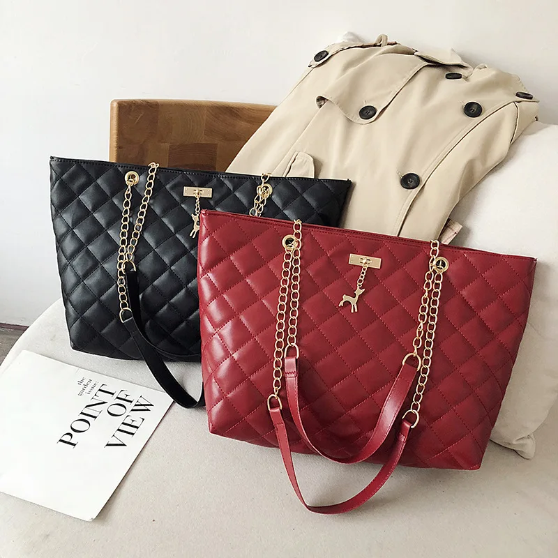

Ladies Bags Deer Shoulder Bag Rhombus Women's Bag 2021 Spring/Summer New Chain Bag Large Capacity Bag One Piece Handbags