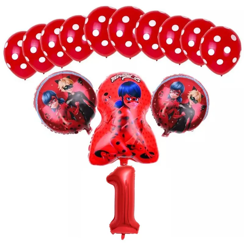 Balloons-21-14pcs 6 шт./компл. из мультфильма, популярная яркая детская одежда с рисунком "Божья коровка" Фольга воздушные шары День рождения украшения божья коровка гелиевый Майларовый и 32 дюймов шара с цифрой - Цвет: Balloons-21-14pcs
