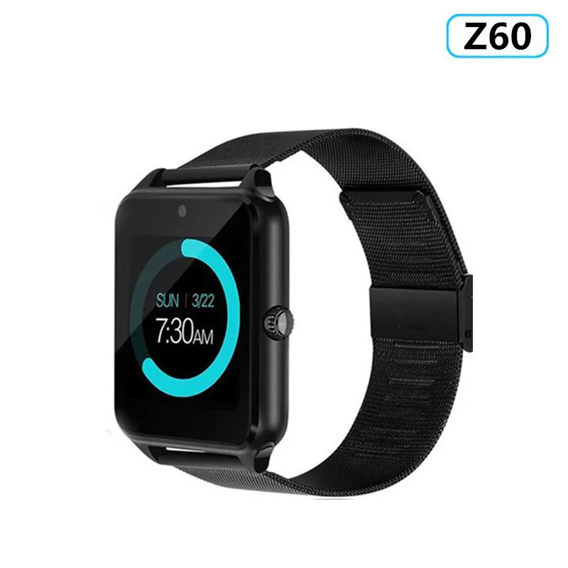 Черный Смарт-часы Z60 GT08 Plus с металлическим ремешком, поддержка камеры, sim-карты TF, Совместимость с Bluetooth, телефон на базе Android и IOS PK Q18 Y1 DZ09 V8 S8 V8 - Цвет: Черный