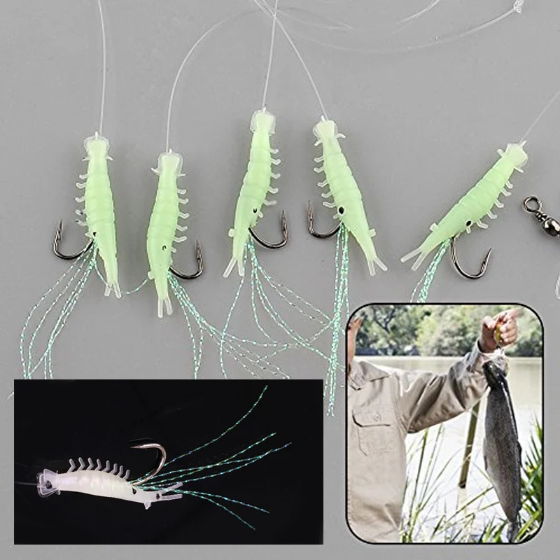 5 шт. 1 см мягкие буровых установок рыболовные приманки светится в темноте наживка