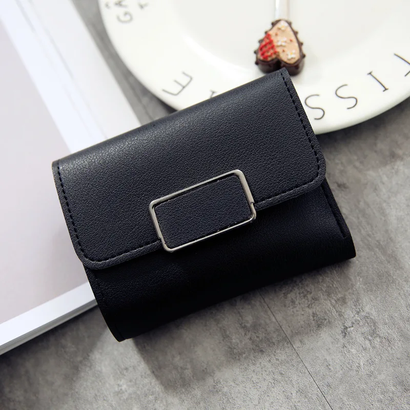 Square-Black Женские кошельки, Маленький модный брендовый кожаный кошелек для женщин, женская сумка для карт, клатч, Женский кошелек, кошелек с зажимом для денег - Цвет: Square-Black