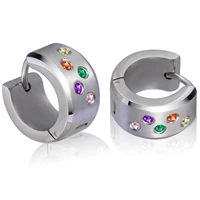 316l stainless steel hoop huggie earrings for men women hypoallergenic hinged earrings with cubic zirconia inlaid size 13mm