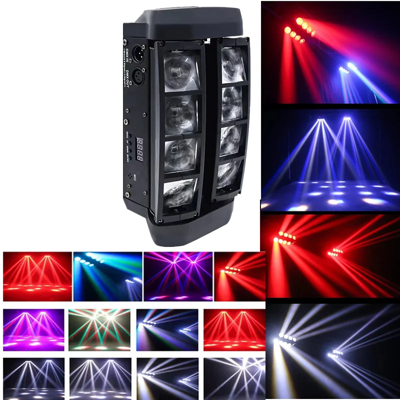 Hot sale mini spider light 8×10W spider light professional DMX512 controller family party stage light etc.