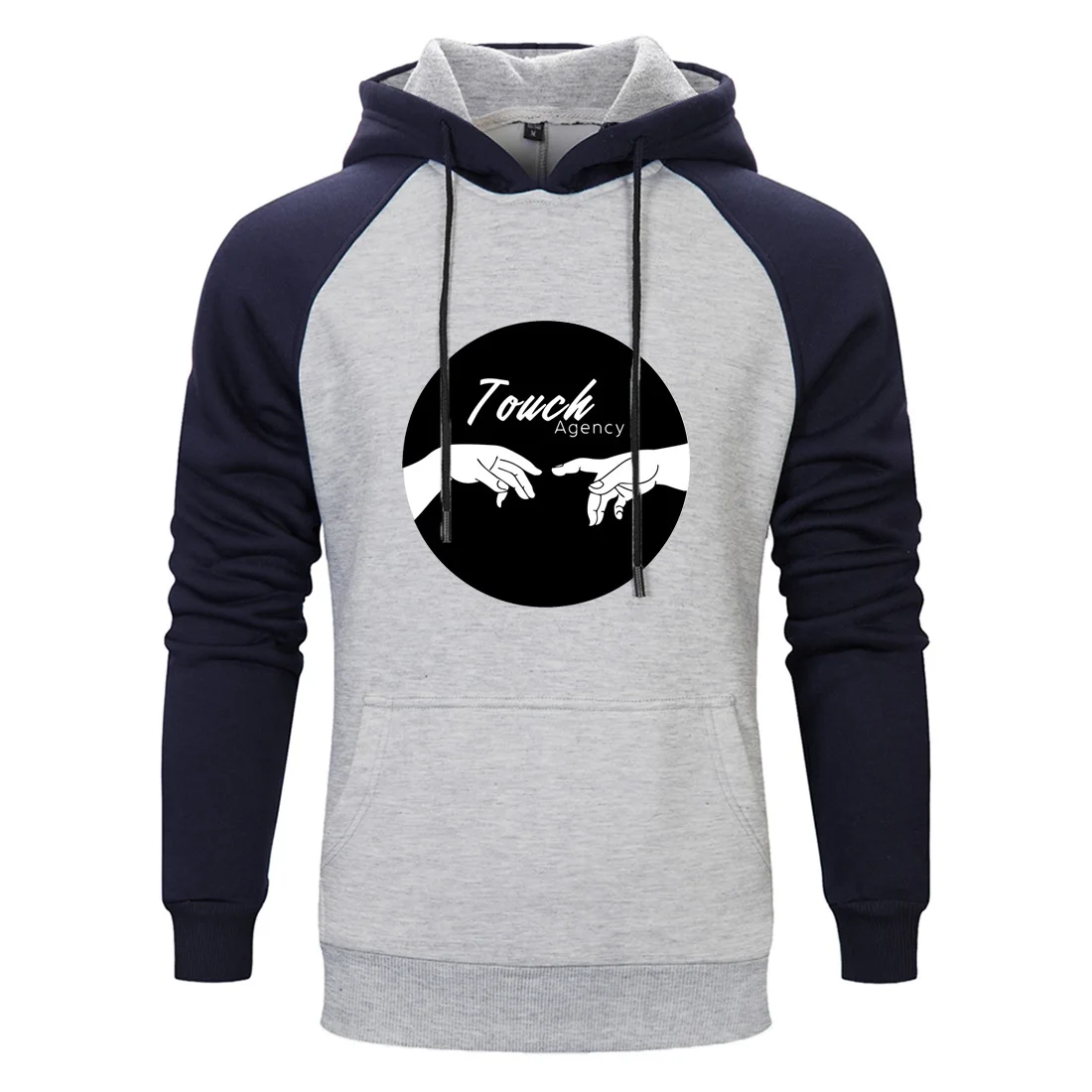 

Men Fashion Raglan Hoodies spring autumn 2020 Michelangelo Touch Agency Vintage Printed coats Harajuku hooded man new Sweatshirt