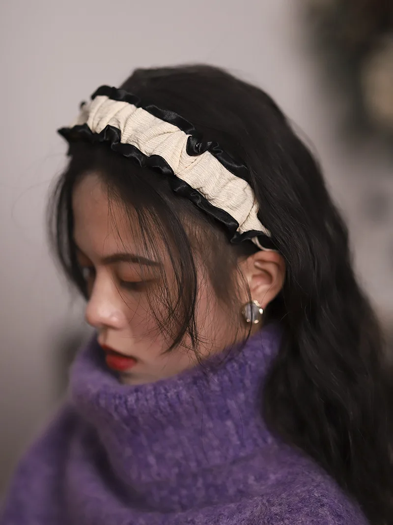 

Повязка на голову женская во французском стиле, нежный топ с высоким черепом в японском и корейском стиле, аксессуар для волос в стиле ретро,...