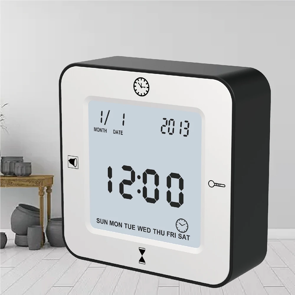 

Children's Alarm Clock Table Timer with Backlight Calendar for Home & Digital Temperature Electronic LCD Modern Office Watch