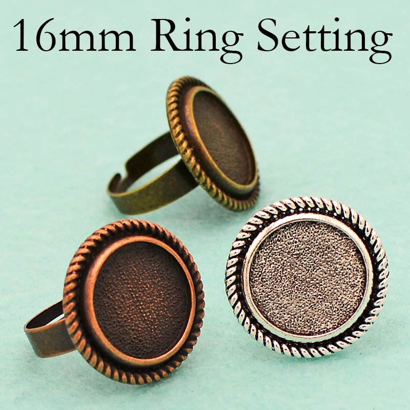 

20 Pieces 16mm Bezel Ring Blanks Oval 13x18mm 18x25mm 20mm 25mm Round Finger Ring Setting Base Tray for Cabochon Jewelry Making
