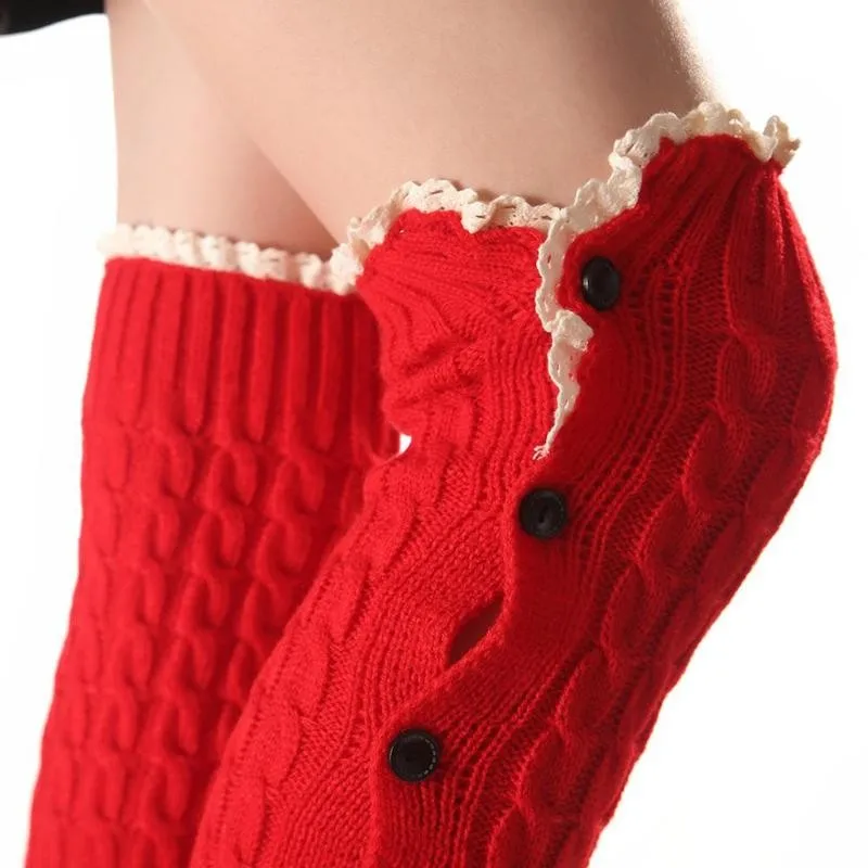 Модные женские леггинсы с кружевной пуговицей для ног зимние накидки теплые