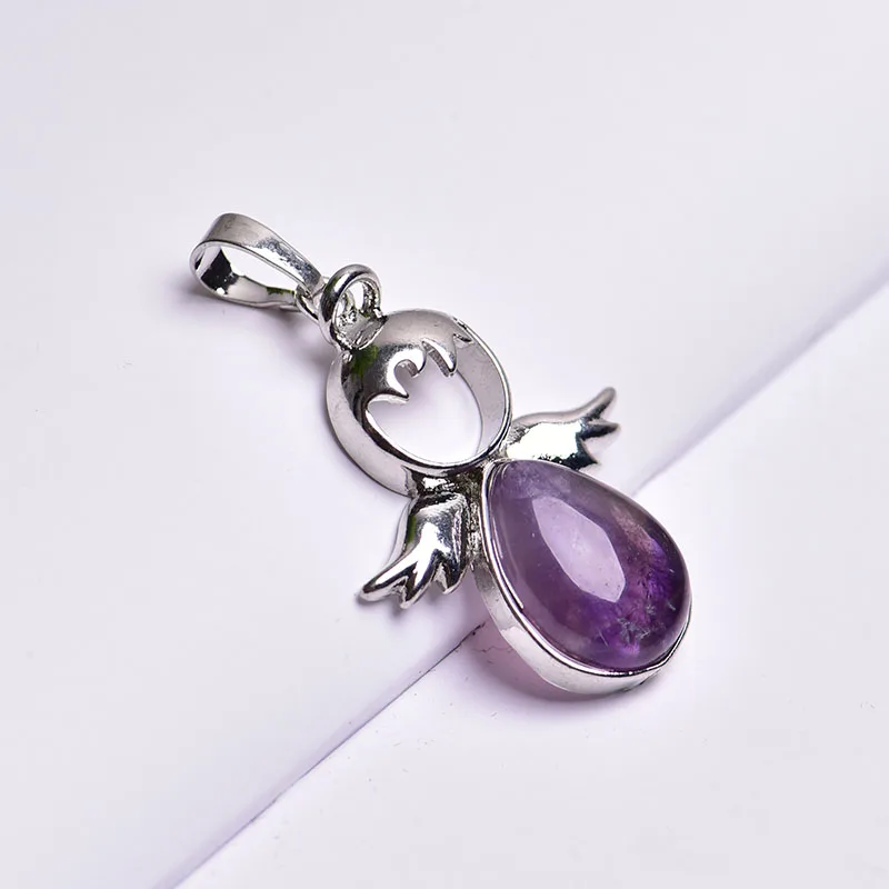 1 шт. натуральный кристалл Аметист девушка Ангел Кулон кварцевый минерал