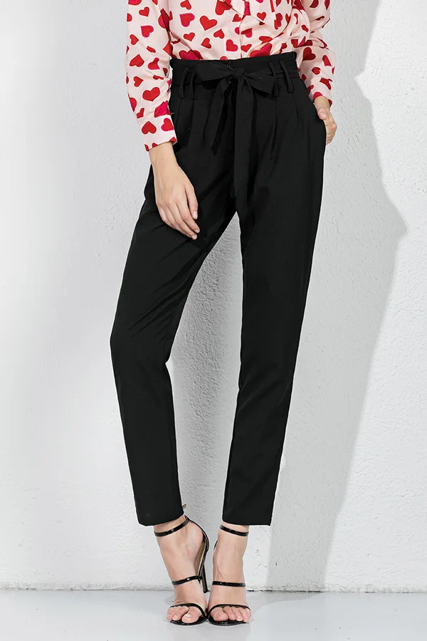 Только плюс корейские OL черные офисные женские брюки длинный карандаш с поясом