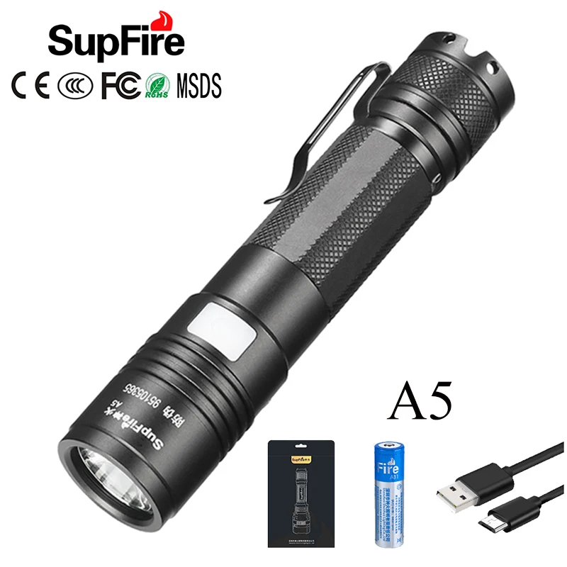Supfire светодиодный мини фонарик A5 SST40 18650 2000 лм USB для велосипеда Zaklamp Linterna Buceo