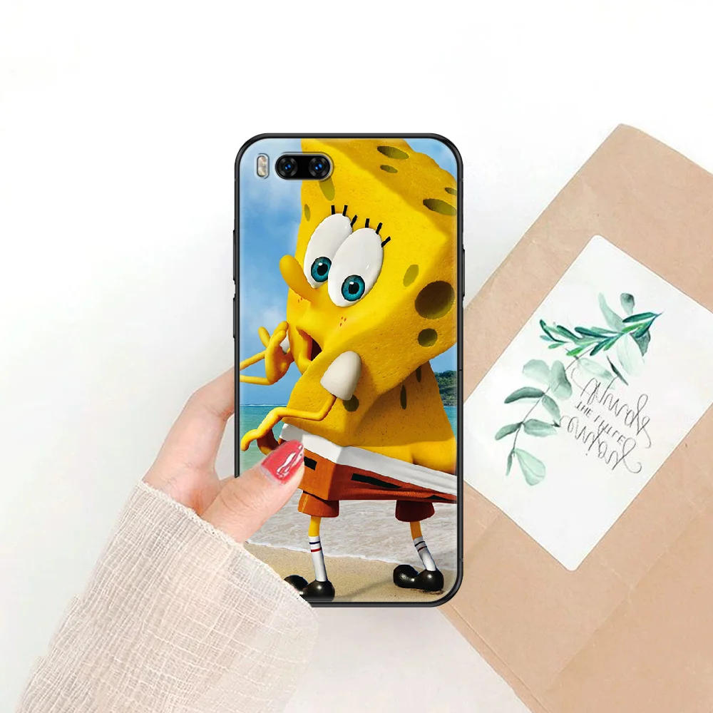 

Cartoon Sponge-Bob Cute Phone case For Xiaomi Mi Max Note 3 A2 A3 8 9 9T 10 Lite Pro Ultra black soft Etui pretty coque painting