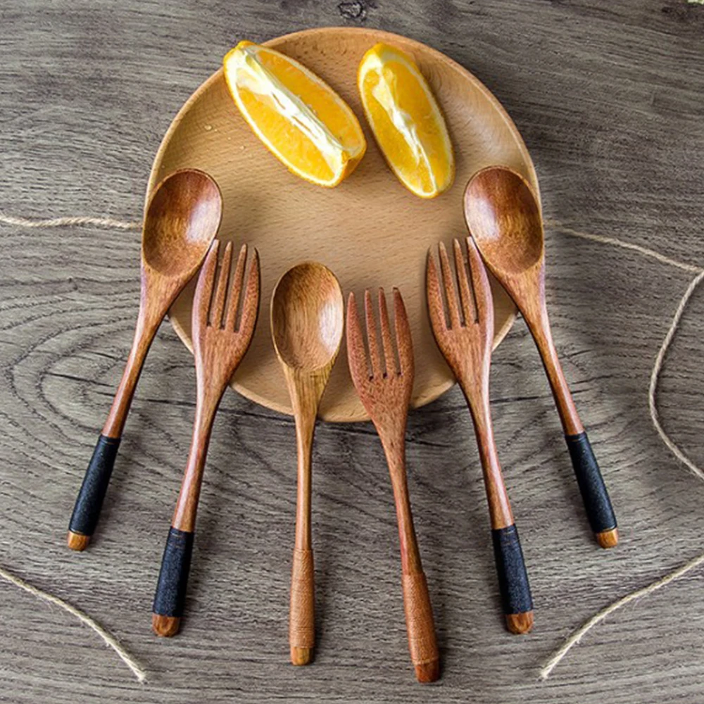 Деревянная посуда для путешествий кемпинга пикника столовая вилка в японском