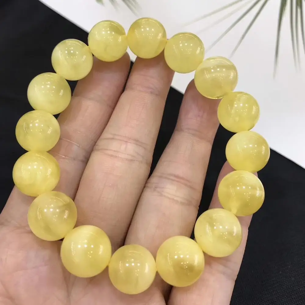 Натуральная 100% натуральный желтый Янтарный Круглый бисер браслет 13 2 мм для