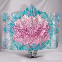 magical pink lotus vegan blanket hooded blanket floral multi colored yoga meditation plush sherpa fleece
