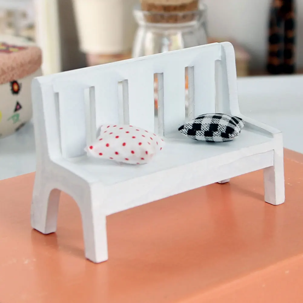 

Mini Chair White Wooden Chair Ornament Desktop Decoration Micro Landscape Decor Dollhouse Furniture