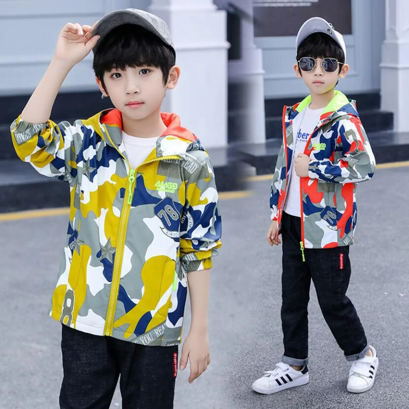 Куртка-ветровка для мальчиков демисезонная дышащая камуфляжная | Детская одежда