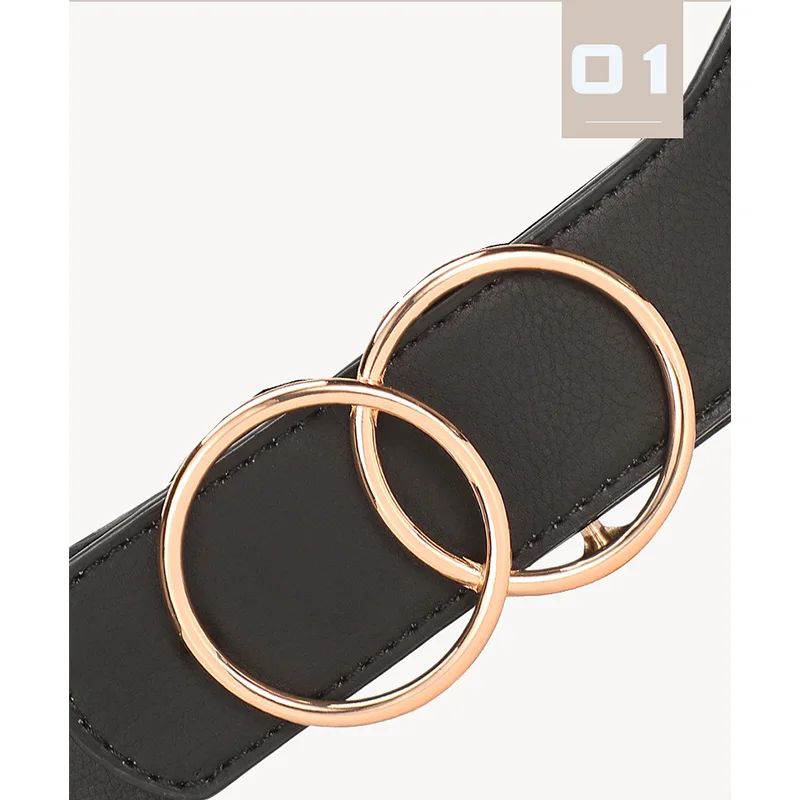 

Fashion outer elastic waistband female simple and versatile decoration round buckle waist wide coat down jacket luxury belt