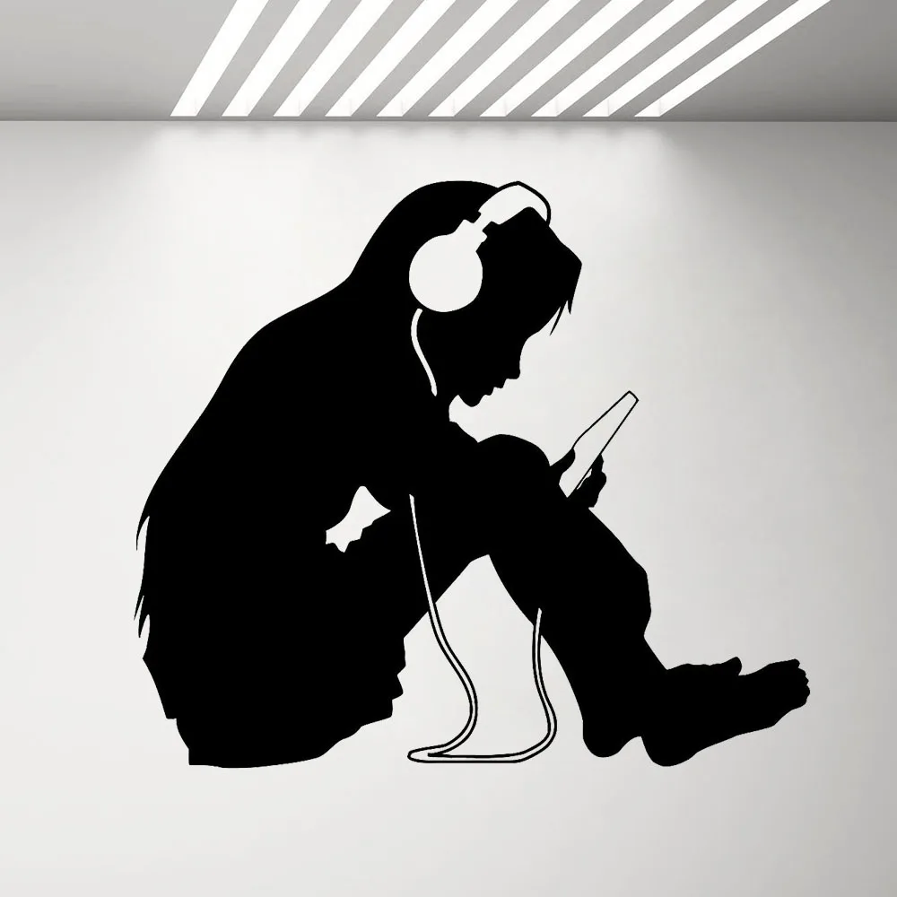 Наклейка на стену для девочек подростков s наушники музыка детская комната