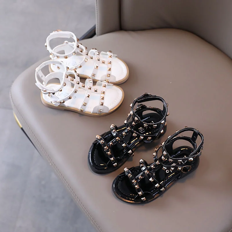 

Unisex Summer Sandals Sandalias 2021 Girl's leather shoes School Students Performing Children performance Black Girls Flats