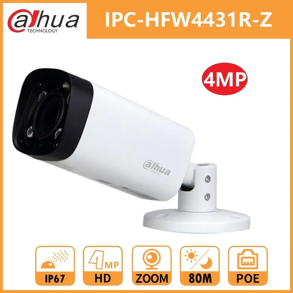 Dahua 4MP ip камера с ночной пулей DH IPC HFW4431R Z Zoom 2 7 12 мм Моторизованный объектив VF IR 80M PoE