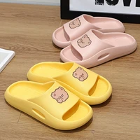 cute cartoon bear slippers women thick platform slippers summer beach eva soft sole slide sandals leisure men ladies indoor