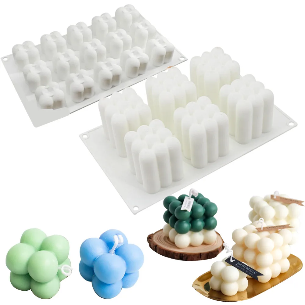 

Big/Mini Rubik's Cube Silicone Candle Mold Candles Aroma Mousse Cake Baking Mould 3D Chocolate Handmade Soap Candles Molds Tools