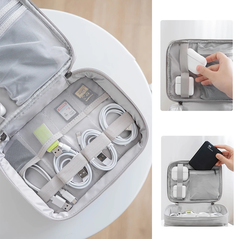 acoki travel electronics organiserdouble layer carrying pouch for power bank phone charger usb cables and u disk accessories free global shipping