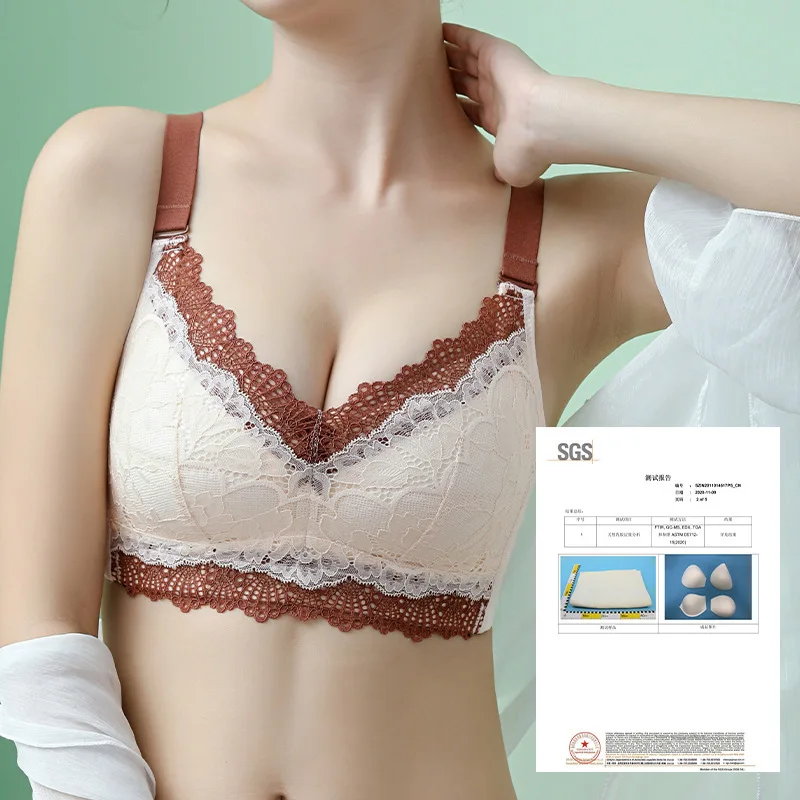 

Summer Thin Large Bra For Women Minimizer Latex Bras Sexy Lace Seamless Push Up Underwear Girl Sweet Zero Bra 95DE 90DE