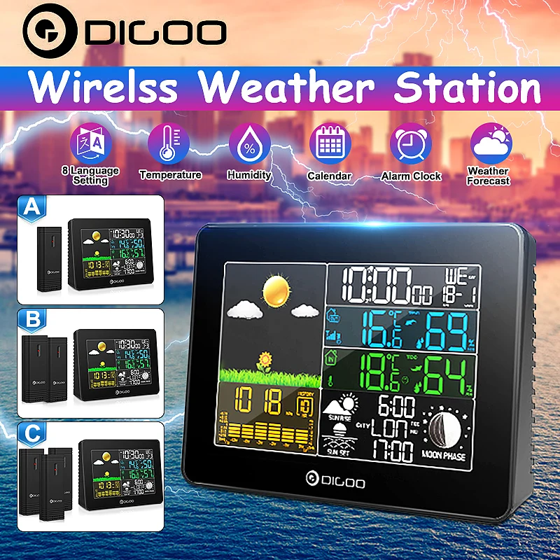 Digoo беспроводная цифровая метеостанция с датчиком температуры гигрометром