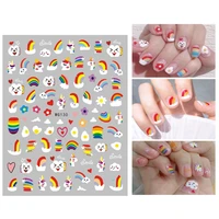 10pcs sun flower smiley flower nail sticker fried egg line rainbow cloud abstract graphic nail slider