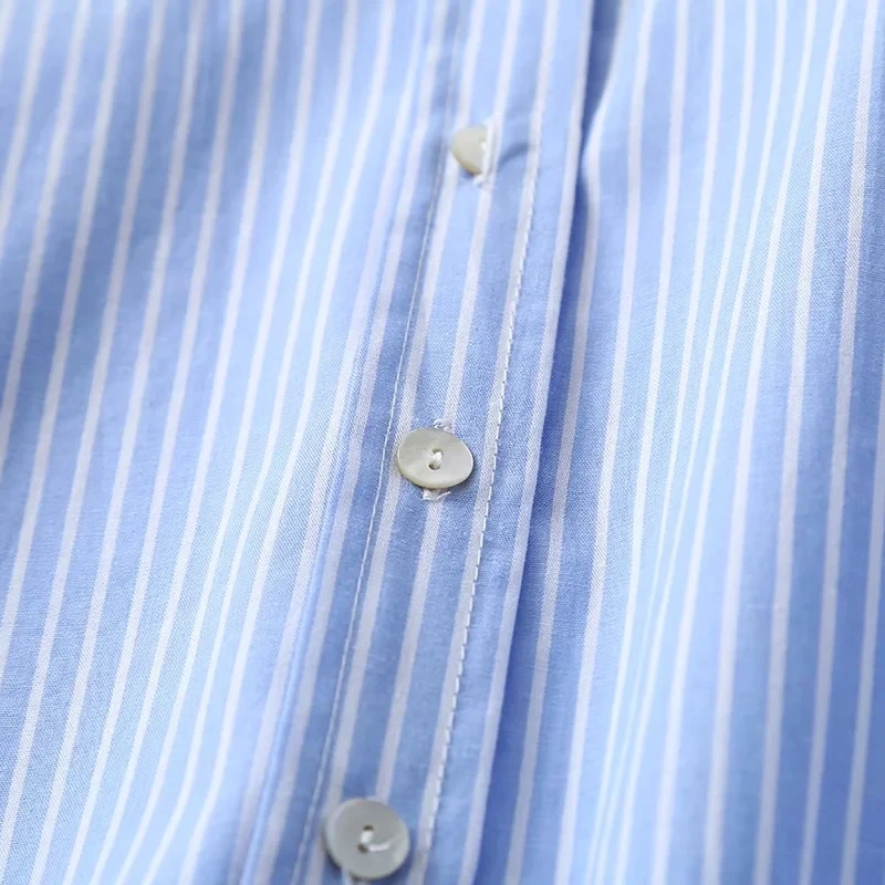 

Withered England Indie Folk Vintage Blue Striped Loose Casual Blouse Women Blusas Mujer De Moda 2021 Shirt Women Blouse And Tops