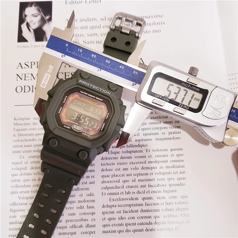 

High Quality LED Digital Watch GXW-5600 Men's Sports Quartz Watch Solar Doubel Display Square Multi-Function Clock